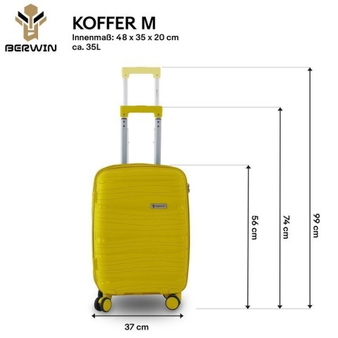 Zestaw walizek BERWIN Torna 4w1 - twarde walizki na kółkach + kosmetyczka Tropic Gelb