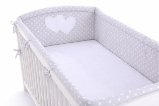 Ochraniacz do łóżeczka na szczebelki uniwersalny XXL - Białe grochy na szarym