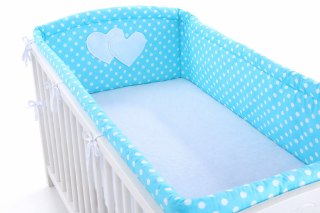 Ochraniacz do łóżeczka na szczebelki uniwersalny XXL - Białe grochy na turkusie