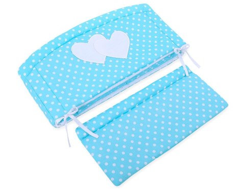 Ochraniacz do łóżeczka na szczebelki uniwersalny XXL - Białe grochy na turkusie