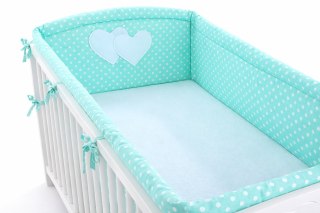 Ochraniacz do łóżeczka na szczebelki uniwersalny XXL - Serduszka groszki na mięcie