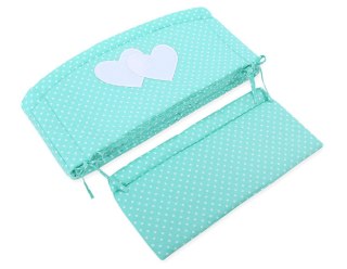 Ochraniacz do łóżeczka na szczebelki uniwersalny XXL - Serduszka groszki na mięcie