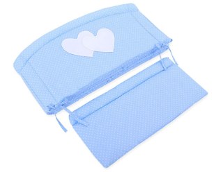 Ochraniacz do łóżeczka na szczebelki uniwersalny XXL - Serduszka kropki na błękicie