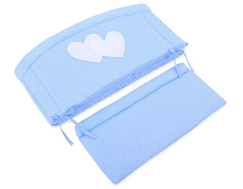 Ochraniacz do łóżeczka na szczebelki uniwersalny XXL - Serduszka kropki na błękicie