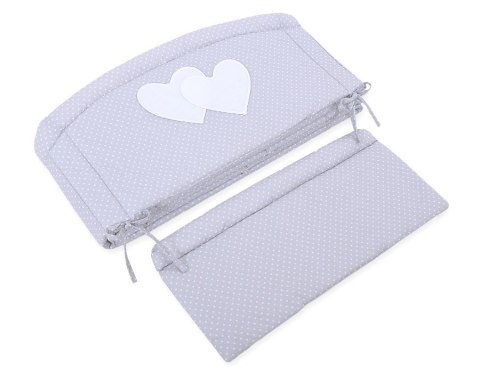 Ochraniacz do łóżeczka na szczebelki uniwersalny XXL - Serduszka kropki na szarym