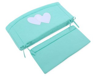 Ochraniacz do łóżeczka na szczebelki uniwersalny XXL - Serduszka miętowe