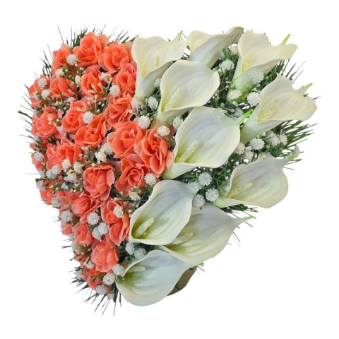 Serce stroik na cmentarz grób sztuczne kwiaty na pomnik