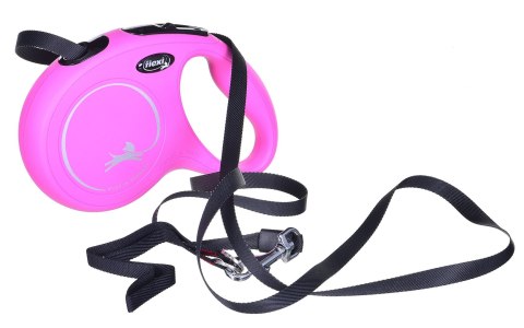 Smycz FLEXI automatyczna New Classic M 5 m taśma różowa