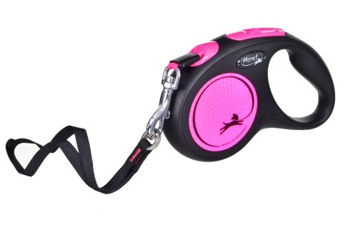 Smycz FLEXI automatyczna New Neon M 5 m taśma kol. różowy