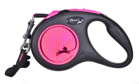 Smycz FLEXI automatyczna New Neon M 5 m taśma kol. różowy