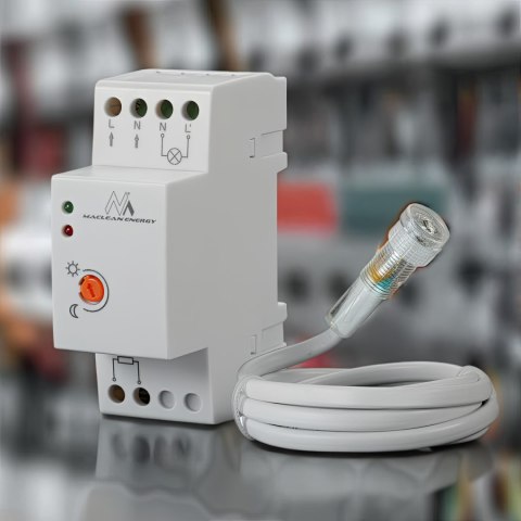 Wyłącznik zmierzchowy Maclean,na szynę DIN, z zewnętrzną sondą, 220-240V/AC, 50Hz, 20A, MCE83