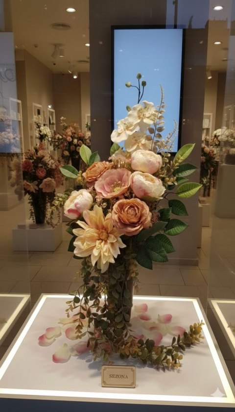 Bukiet flakon nowoczesny stroik na cmentarz kompozycja kwiatowa na grób