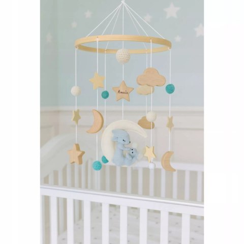 Karuzelka do Łóżeczka Dziecięcego Boho Naturalne Drewno + pałąk Rabbit Moon