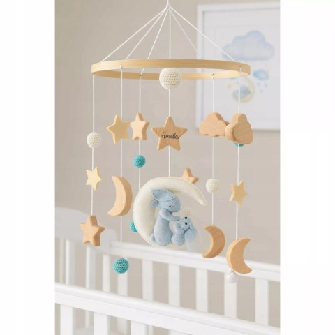 Karuzelka do Łóżeczka Dziecięcego Boho Naturalne Drewno + pałąk Rabbit Moon