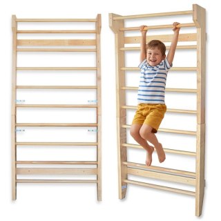 Drabinka gimnastyczna dla dzieci rehabilitacyjna 195cm drewniana z drążkiem