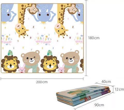 Dwustronna Mata piankowa edukacyjna składana dla dzieci duża 180x200 cm