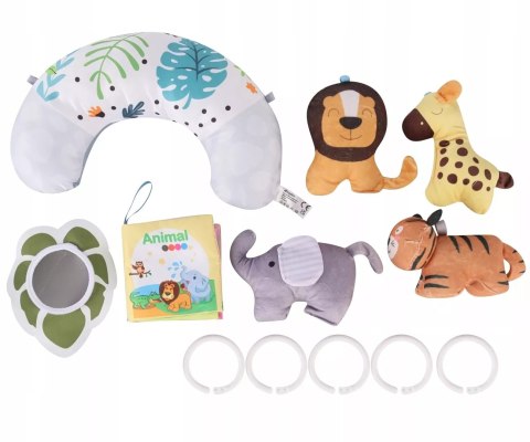 Mata edukacyjna sensoryczna interaktywna Liść z pałąkami i zabawkami 0+