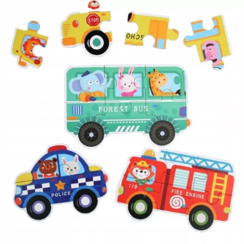 Moje pierwsze puzzle pojazdy 30 el. w kolorowej puszce dla dzieci