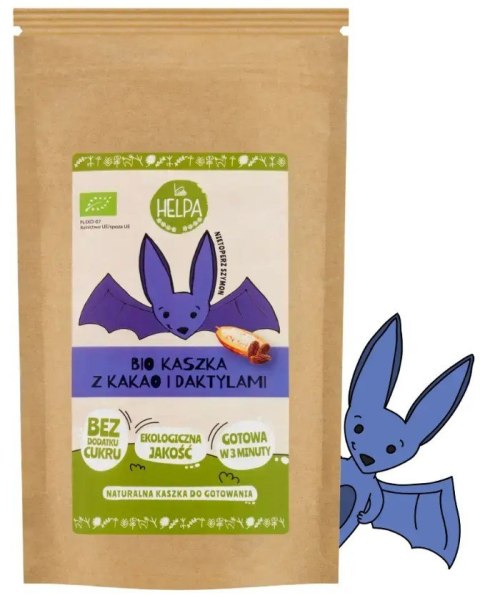 KASZKA ORKISZOWO - OWSIANA Z KAKAO I DAKTYLAMI BEZ DODATKU CUKRÓW BIO 200 g - HELPA