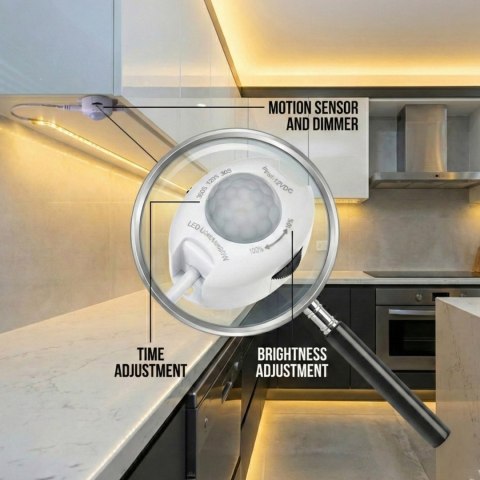 Czujnik ruchu PIR Maclean, na podczerwień, do taśm LEDowych, 12V DC, max. 60W, MCE242