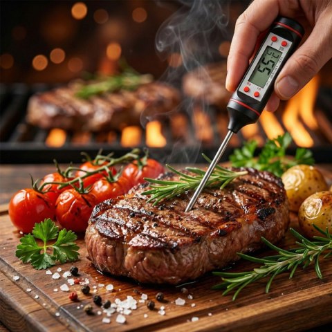 Termometr/sonda do żywności, GreenBlue, długość sondy 15cm, zakres temp. -50 st. C do +300 st. C., dokładność 0,1 st. C, GB178