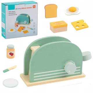 Drewniany toster dla dzieci z akcesoriami tosty zestaw śniadaniowy