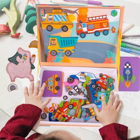Układanka magnetyczna Montessori dla dzieci środki transportu puzzle