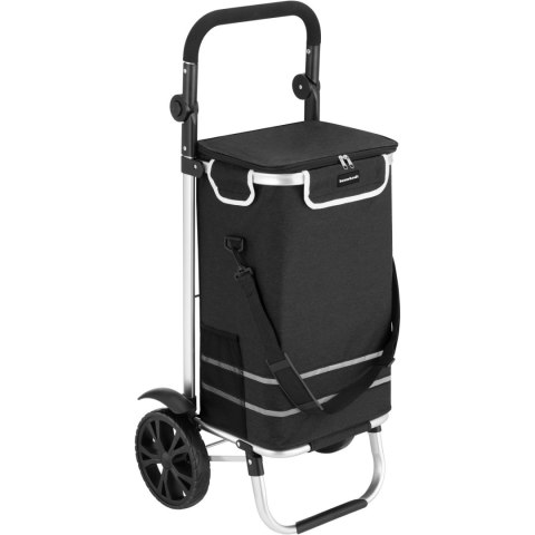 Wózek torba na zakupy na kółkach składany wodoodporny 42l odblaski czarny