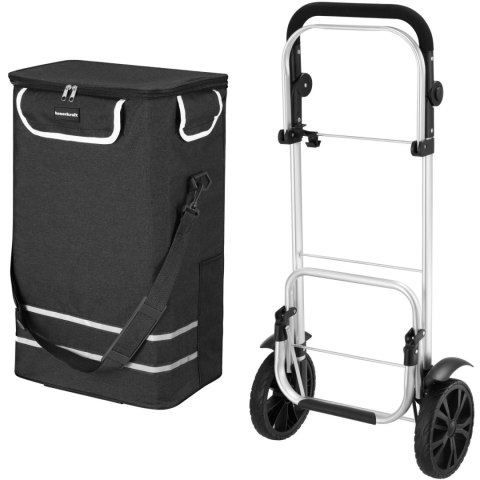 Wózek torba na zakupy na kółkach składany wodoodporny 42l odblaski czarny