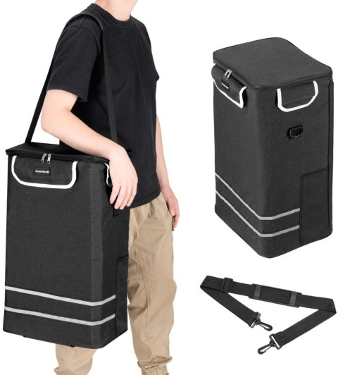 Wózek torba na zakupy na kółkach składany wodoodporny 42l odblaski czarny