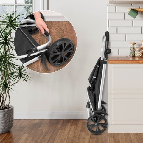 Wózek torba na zakupy na kółkach składany wodoodporny 42l odblaski czarny