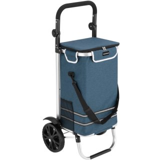 Wózek torba na zakupy na kółkach składany wodoodporny 42l odblaski niebieski