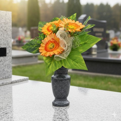 Bukiet flakon stroik na cmentarz grób sztuczne kwiaty róże
