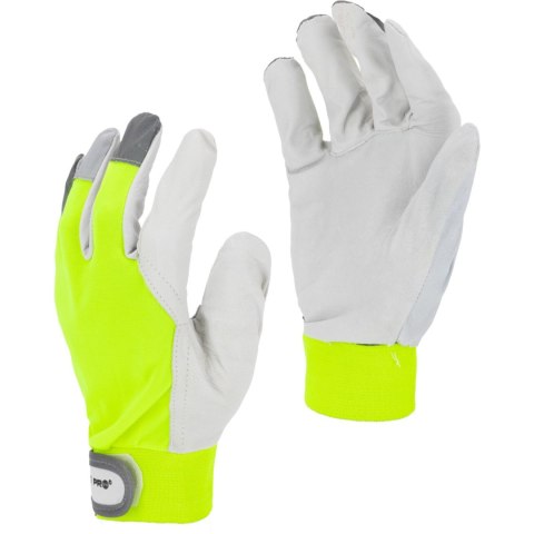 Rękawice ze skóry koz. żółte l272309p, karta, "9", ce,lahti