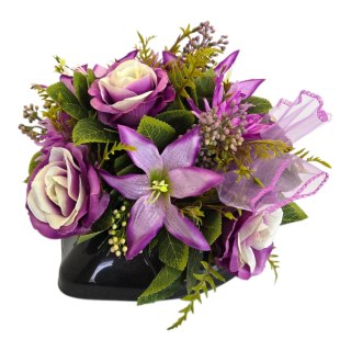 Stroik na cmentarz kompozycja kwiatowa miska serce z obciążeniem