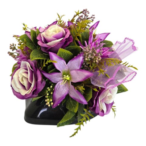 Stroik na cmentarz kompozycja kwiatowa miska serce z obciążeniem