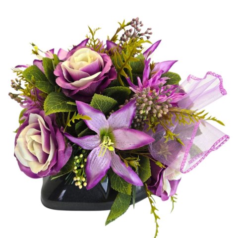 Stroik na cmentarz kompozycja kwiatowa miska serce z obciążeniem