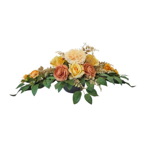 Stroik na cmentarz kompozycja kwiatowa na grób miska z obciążeniem