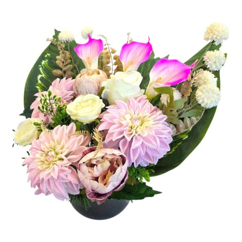 Stroik na cmentarz kompozycja kwiatowa na grób miska