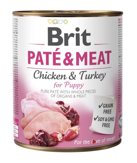 Brit Paté & Meat For Puppy Kurczak Z Indykiem 800g