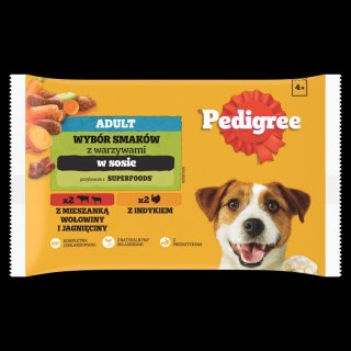 Pedigree Mokra Karma Dla Dorosłych Psów W Sosie (Z Wołowiną I Jagnięciną, Z Indykiem I Marchewką) 4x100g