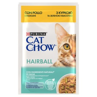 Purina Cat Chow Hairball Karma Z Kurczakiem I Zieloną Fasolką W Sosie 85g