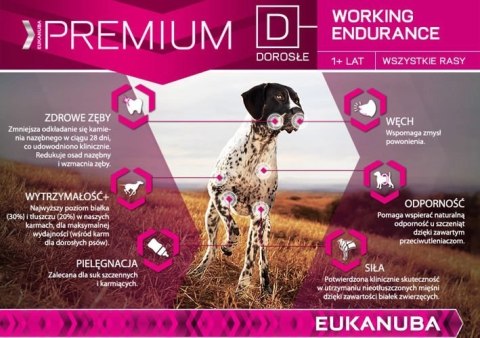 Eukanuba Dog Dry Premium Working & Endurance Chicken Bag 15kg