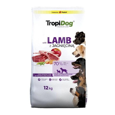 Tropidog Premium Adult Medium & Large Breed Jagnięcina Z Ryżem 12kg