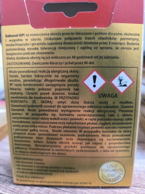 Laboratorium DermaPharm Sabunol Czerwona Obroża Przeciw Pchłom I Kleszczom Dla Psa 75cm