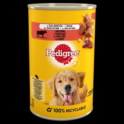 Pedigree Mokra Karma Dla Dorosłych Psów Z Wołowiną W Galarecie Puszka 400g