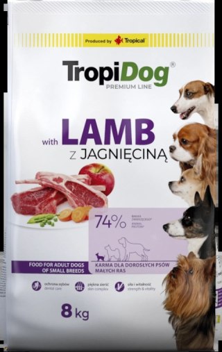 Tropidog Premium Adult Small Breeds Z Jagnięciną I Ryżem 8kg
