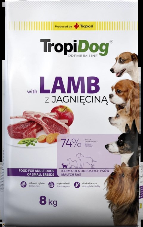 Tropidog Premium Adult Small Breeds Z Jagnięciną I Ryżem 8kg