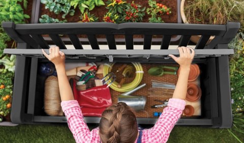 SKRZYNIA/ŁAWKA OGRODOWA, TARASOWA, EDEN 265L, GRAFIT