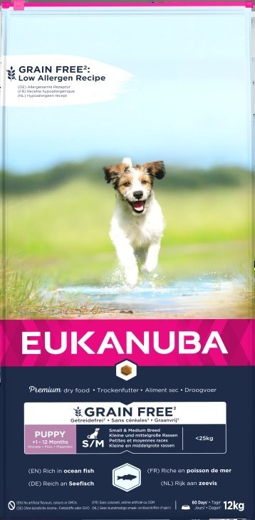 Eukanuba Puppy&Junior Small/Medium Grain Free Łosoś 12kg